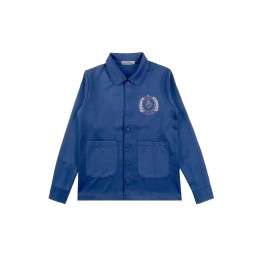 網上下單訂購藍色長袖外套  印花LOGO  100%polyester  啪鈕  恤衫外套  公主領 J1040 網上下單訂購藍色長袖外套  印花LOGO  100%polyester  啪鈕  恤衫外套  公主領 J1040